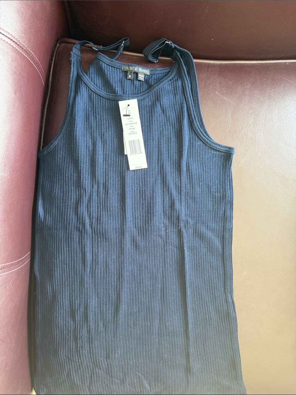 Theory Navy Ribbed Tank Top